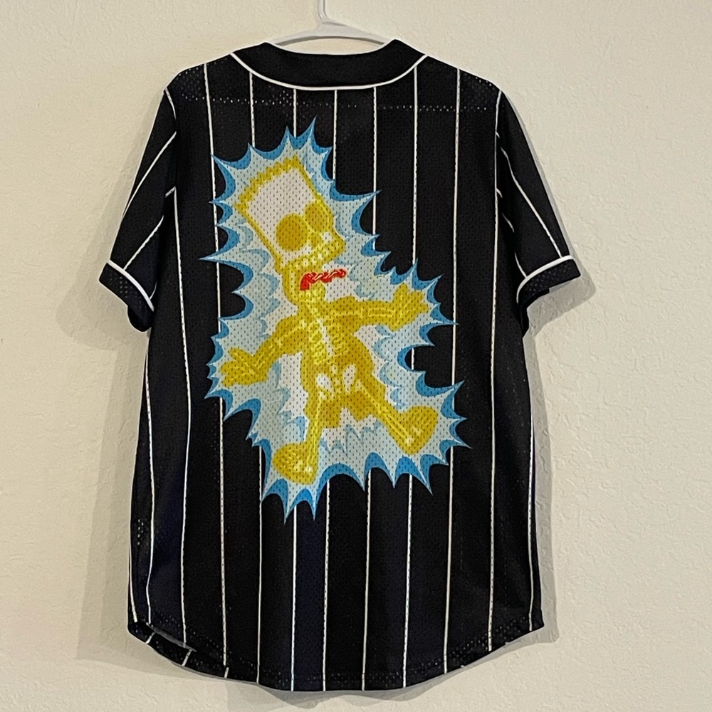 The Simpsons Black and White Striped Men's Baseball Jersey Size Medium